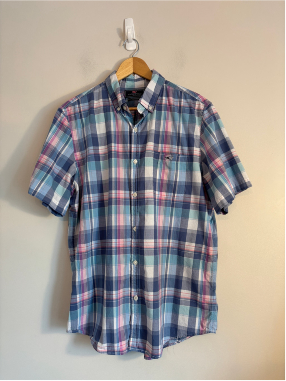 Vineyard Vines Mens Slim Fit Plaid Button Down Tucker Mens Shirt Size L Preppy